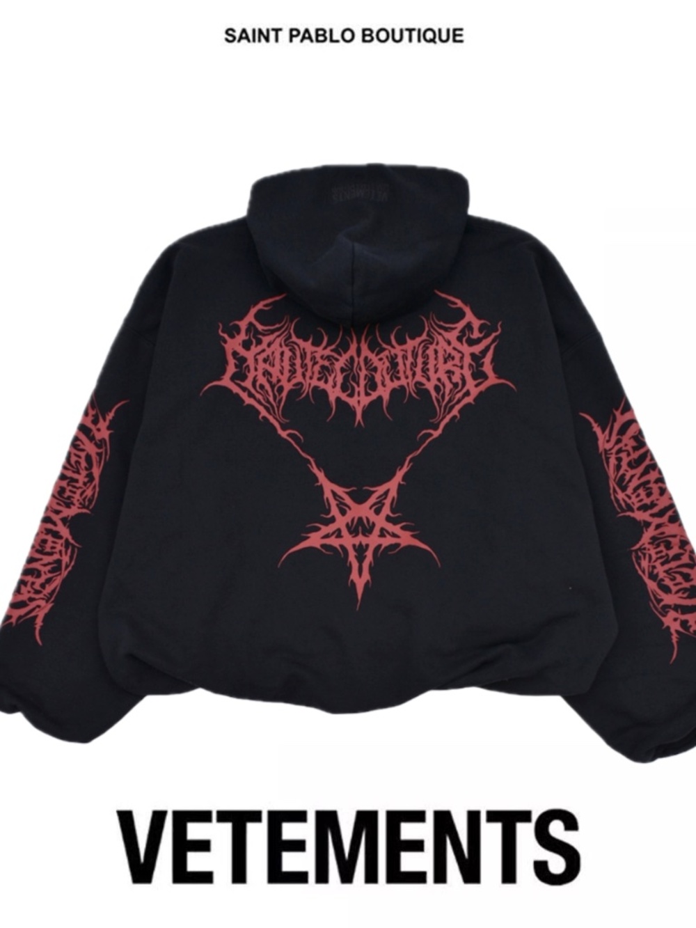 Vetements Death Metal Cropped Oversized Hoodie
